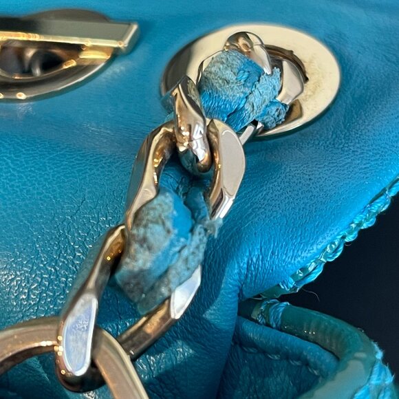 Gianni Versace Couture Turquoise Patent Leather Shoulder Bag - Preowned - Picture 12 of 16